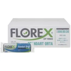 Florex Standart Orta Çöp Torbası 55x60cm 13mc 20x50 Rulo 1000 Adet 80gr/rulo