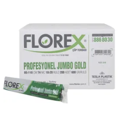 Florex Profesyonel Jumbo Gold Çöp Torbası 80x110cm 74mc 10x20 Rulo 200 Adet 600gr/rulo