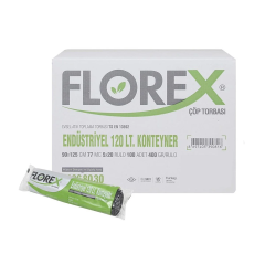 Florex Endüstri̇yel 120lt Konteyner Çöp Torbası 90x125cm 77mc 5x20 Rulo 100 Adet 400gr/rulo