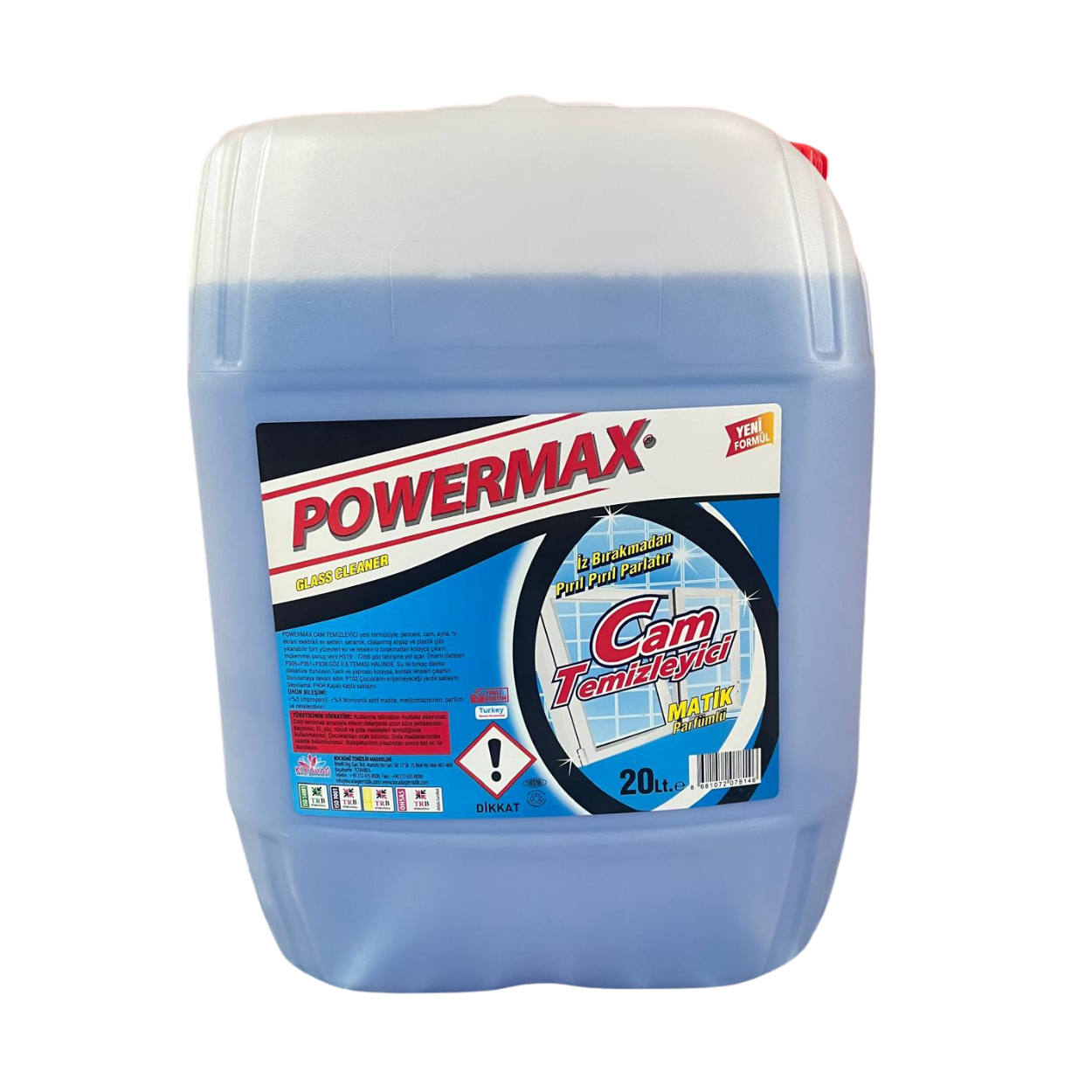 Powermax Cam Temizleyici Matik 20 Litre – İz Bırakmayan Parlak ve Kristal Temizlik