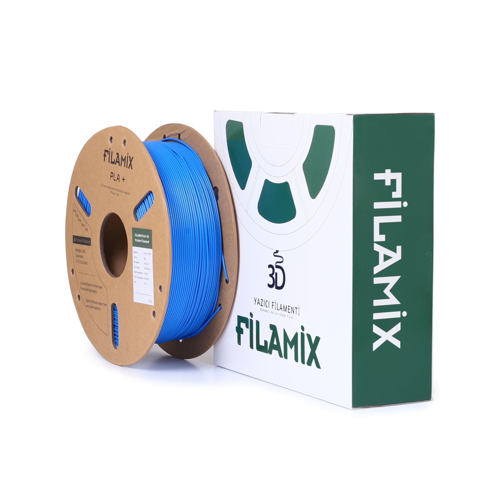 Filamix Filament PLA + 1.75mm 1 KG Plus Mavi