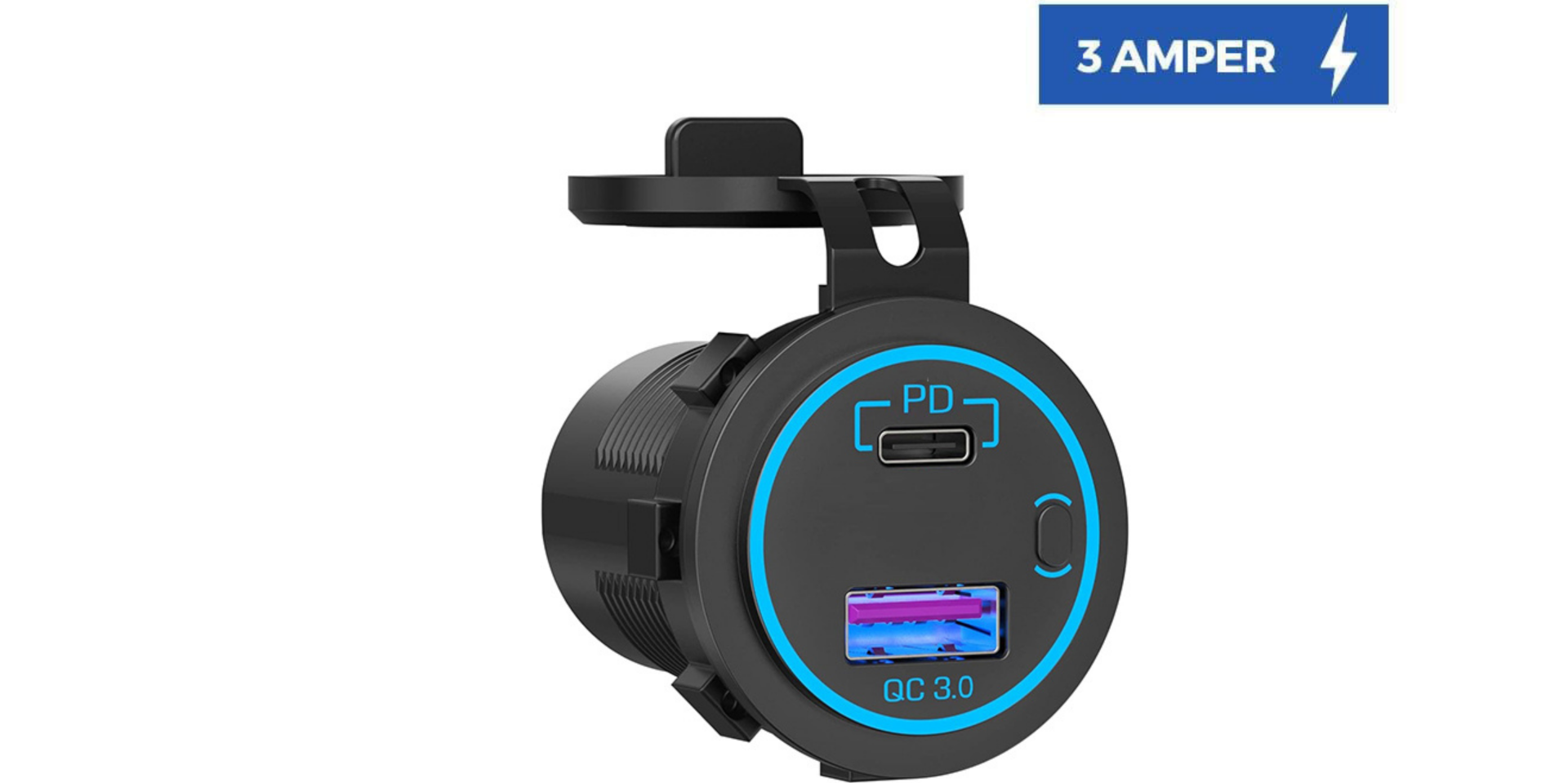 12v Araç & Karavan LED'li USB - Type C Soket | Hızlı Şarj