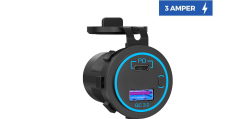 12v Araç & Karavan LED'li USB - Type C Soket | Hızlı Şarj