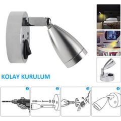 Karavan & Tekne Döner Tip LED Okuma Lambası 12V