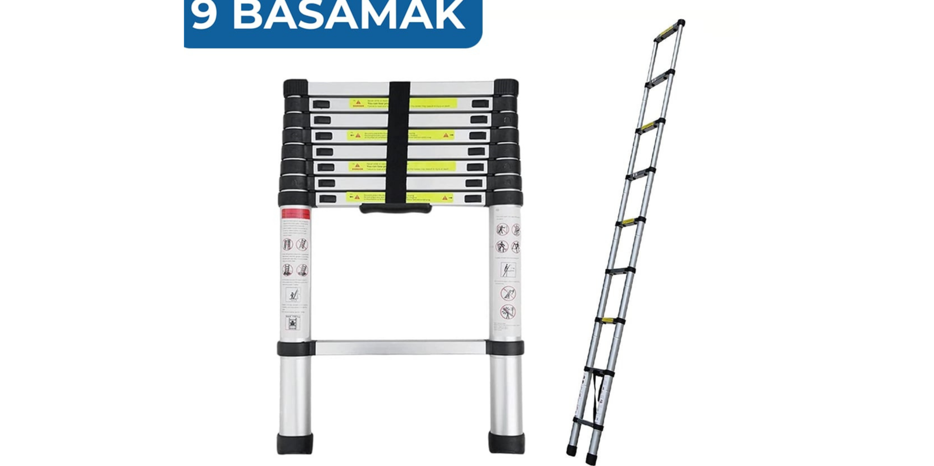 Karavan & Tekne Katlanır Alüminyum Teleskobik Merdiven 9 Basamaklı