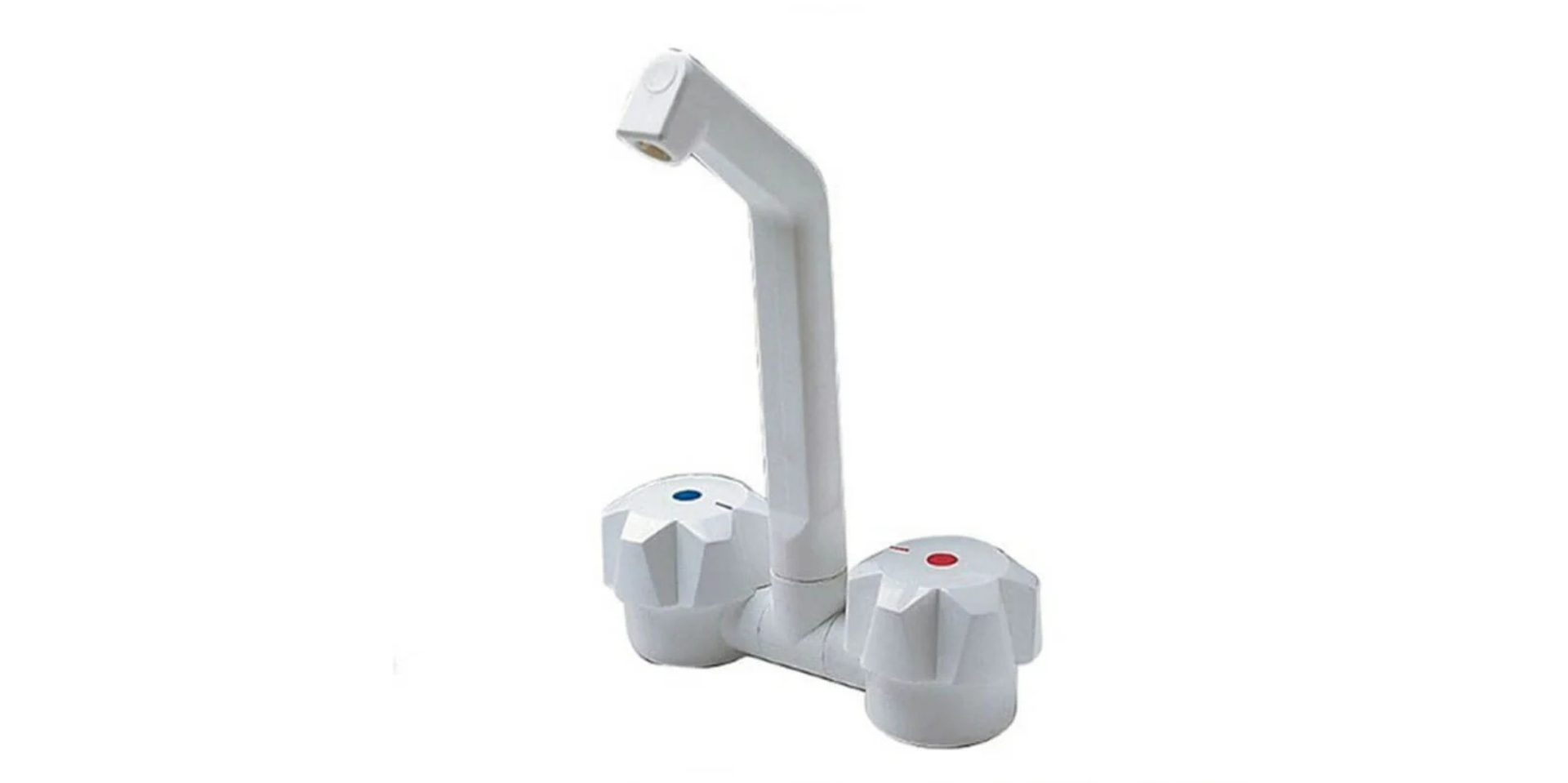 Karavan Deluxe Beyaz Plastik Sıcak/Soğuk Su Katlanır Musluk Micro-Switch