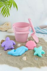Ohyo Baby Sağlıklı Silikon Kova Seti Pembe- Bebekler ve Çocuklar İçin Eğlenceli Plaj  ve Kum Seti
