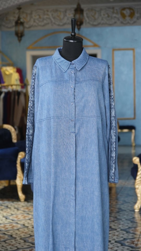 Büyük Beden Denim Elbise 5860