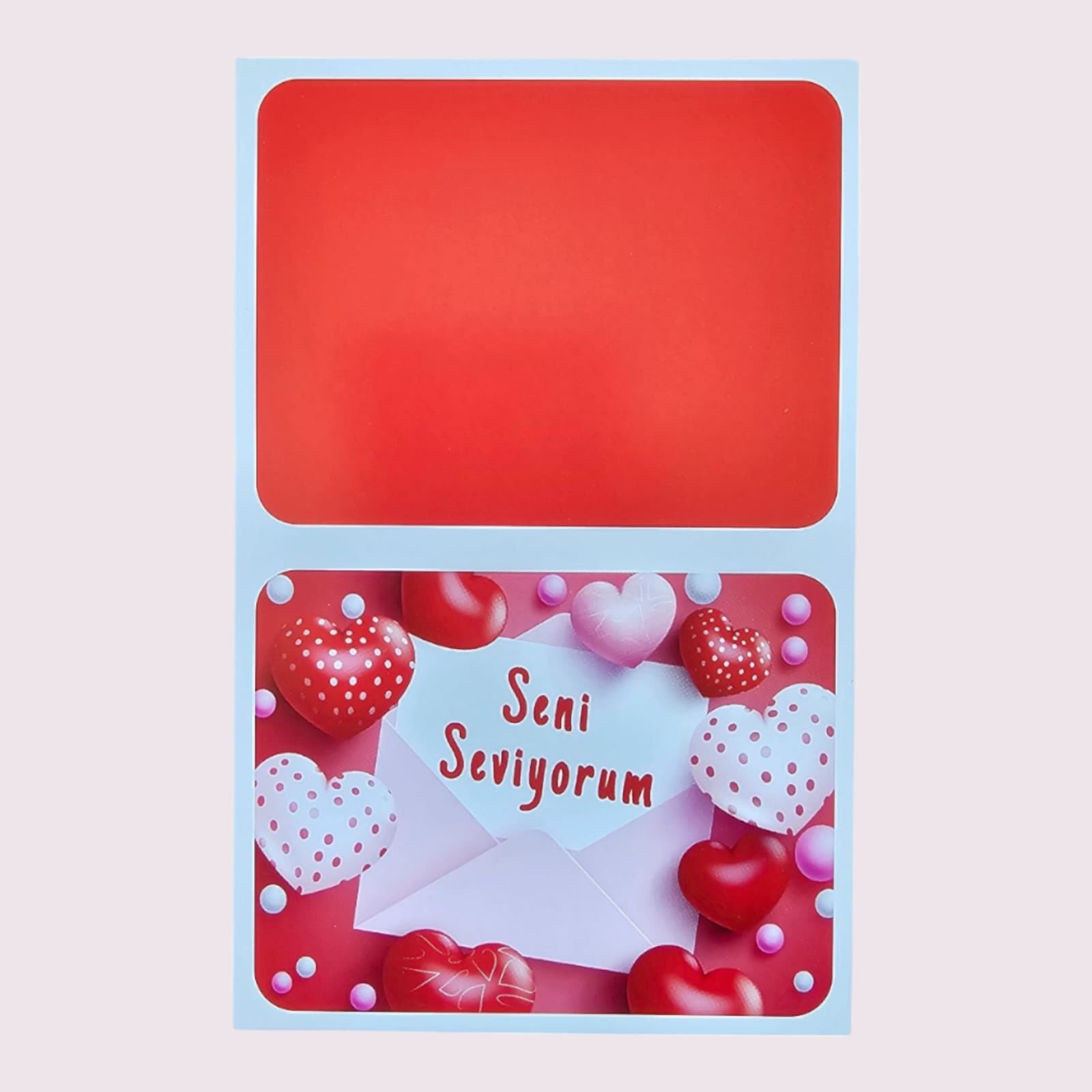 Kalpli ve Seni Seviyorum Yazılı Hediye Mesaj Kartı