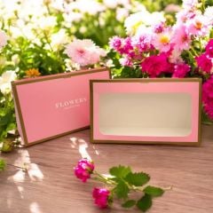 Pencereli Pembe Hediye Çiçek Taşıma Çantası