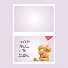 Doğum Günü Hediyesi Mesaj Kartı - Balonlu Ayıcık