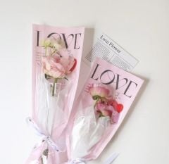 I Love You Yazılı Tek Gül Buketlik
