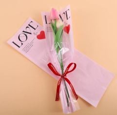 I Love You Yazılı Tek Gül Buketlik