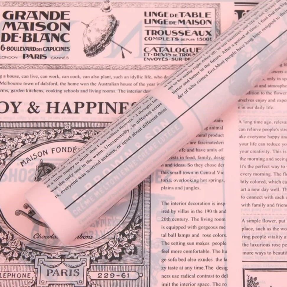 Fleur Newspaper Yazılı Gazete Buketlik Pembe