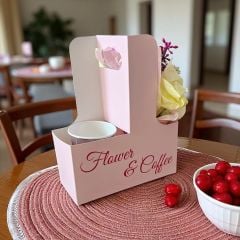 Pembe 10'lu Kahve ve Çiçek Kutusu