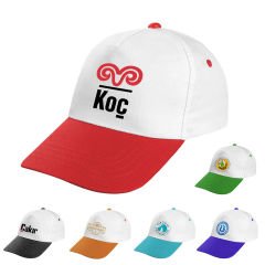 Beyaz - Kırmızı Renkte Baskılı Promosyon Şapka