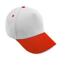 Beyaz ve Kırmızı - % 100 Pamuk Gabardin Promosyon Şapka