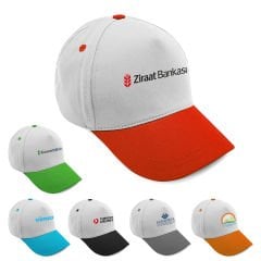 Beyaz ve Kırmızı - % 100 Pamuk Gabardin Promosyon Şapka