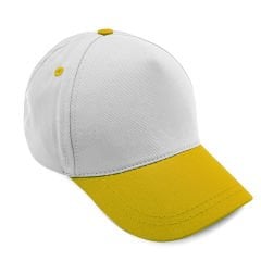 Beyaz - Sarı - % 100 Pamuk Gabardin Promosyon Şapka