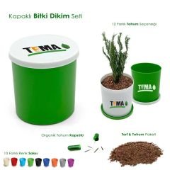 Promosyon Yuvarlak Saksılı ve Tohumlu Bitki Dikim Seti
