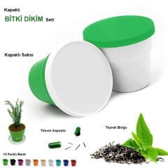 Promosyon Mini Saksılı ve Tohumlu Bitki Dikim Seti (KAPAKLI)