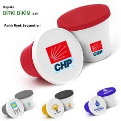 Promosyon Mini Saksılı ve Tohumlu Bitki Dikim Seti (KAPAKLI)