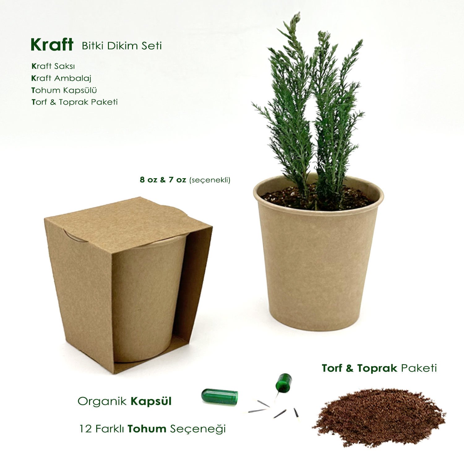 İlham Tohumu - Kraft Dikim Seti - 7 OZ - 12 Farklı Tohum