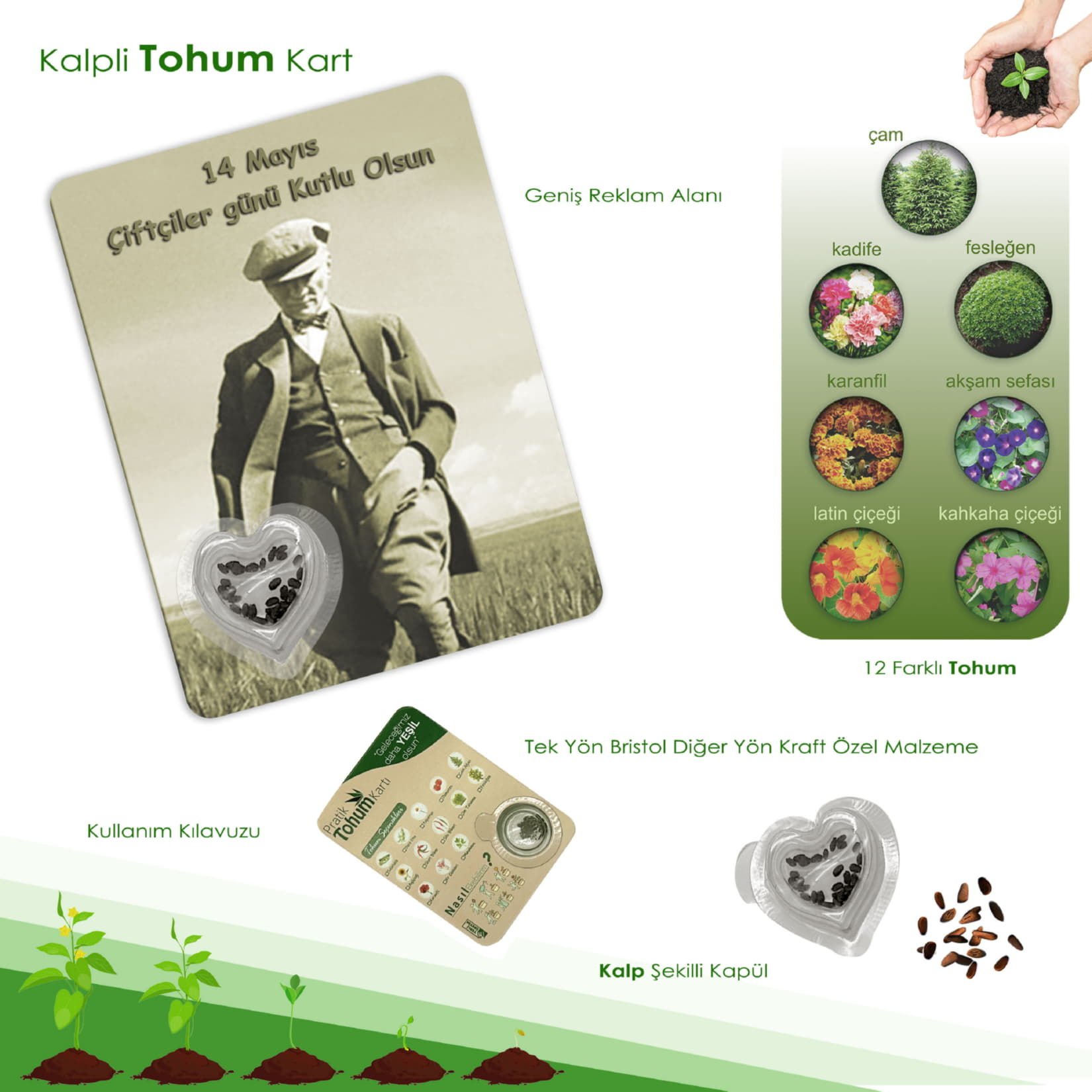 Kalp Model - Promosyon Tohum Kartı
