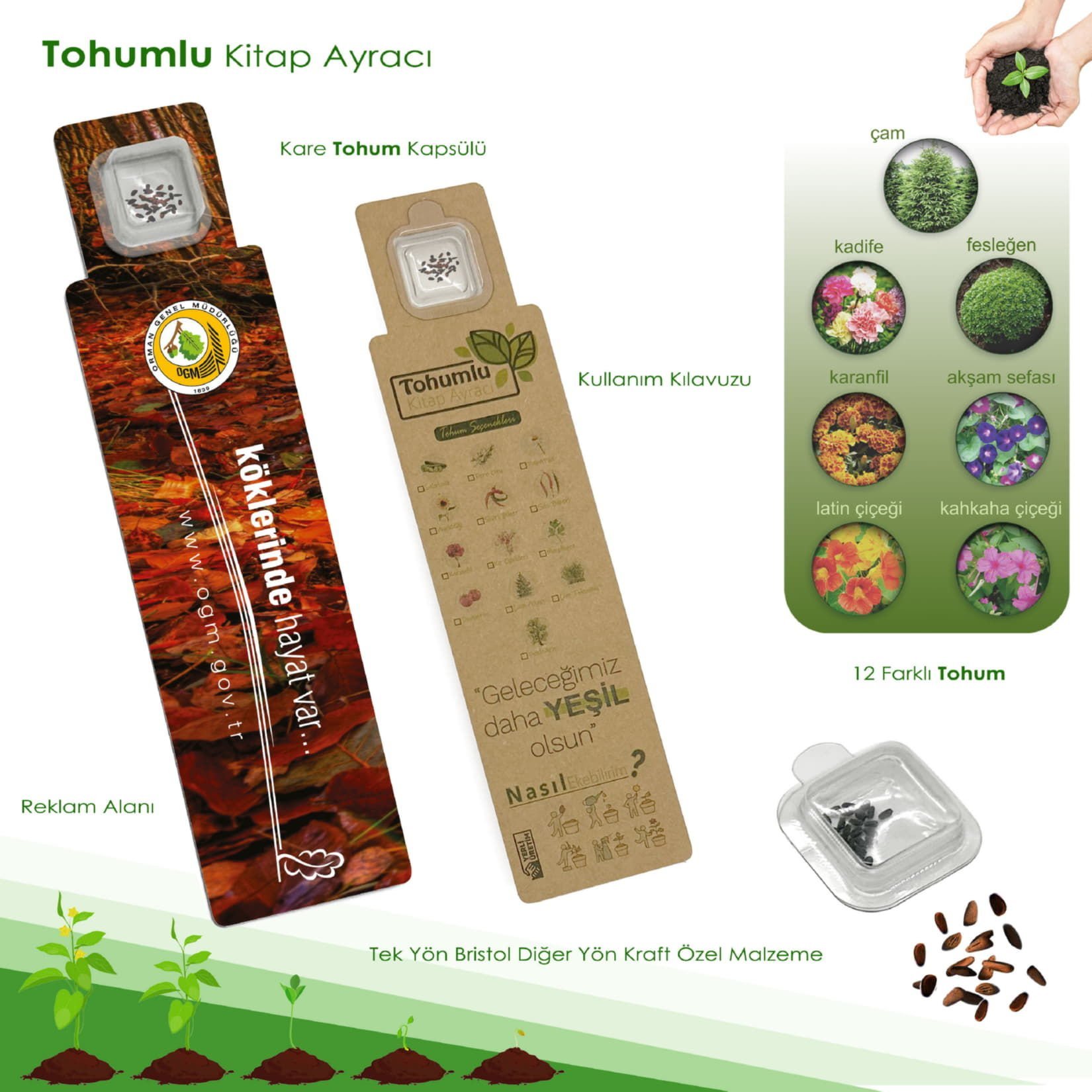 Tohumlu Kitap Ayracı - Kare Şekilli Model