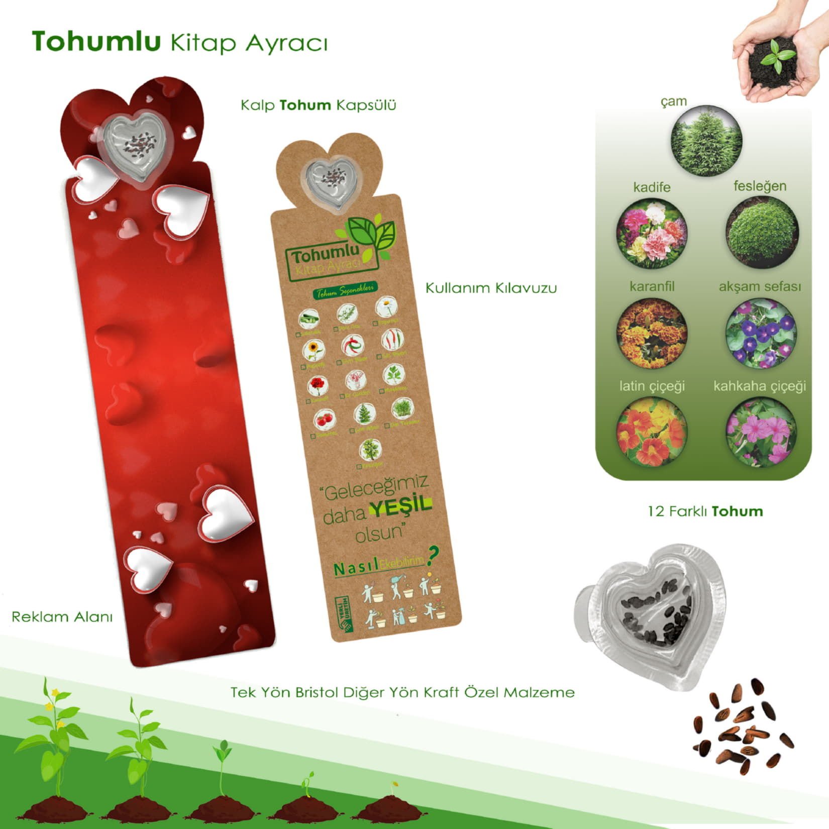 Tohumlu Kitap Ayracı Kalp - 1