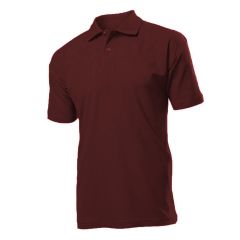 Yakalı ve Düğmeli Bordo T-Shirt