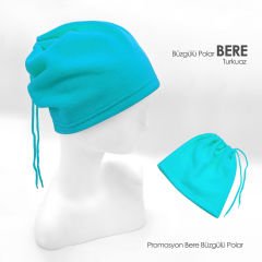 Promosyon Kırmızı Renk İp Büzgülü Bere ve Boyunluk