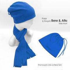 Promosyon Kırmızı Renk İp Büzgülü Bere ve Atkı