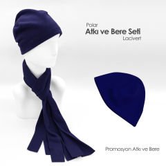 Lacivert Polar Atkı ve Bere Seti