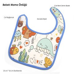 Cırt Ayar Bantlı Lamine Kumaş Bebek Mama Önlüğü