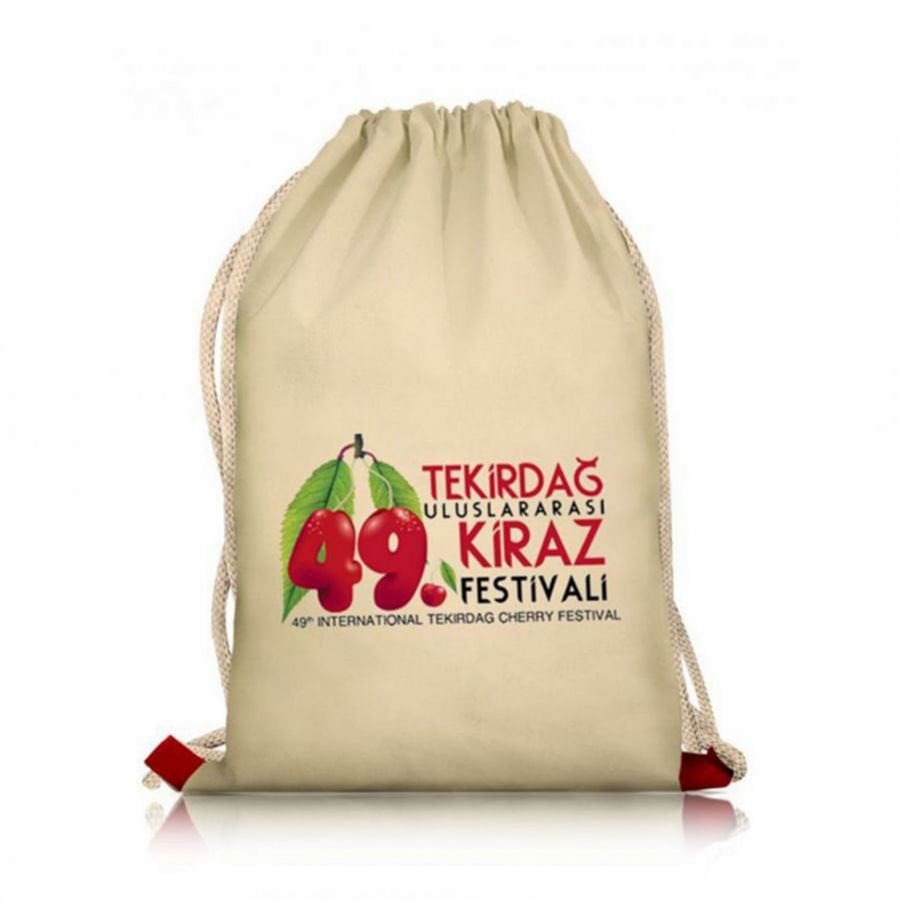 İp Büzgülü Ham Bez Çanta