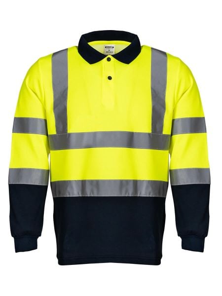 Reflektörlü Polo Yaka T-Shirt İnterlok Uzun Kollu