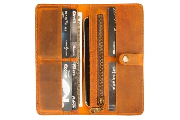 Telefon Bölmeli Deri Cüzdan