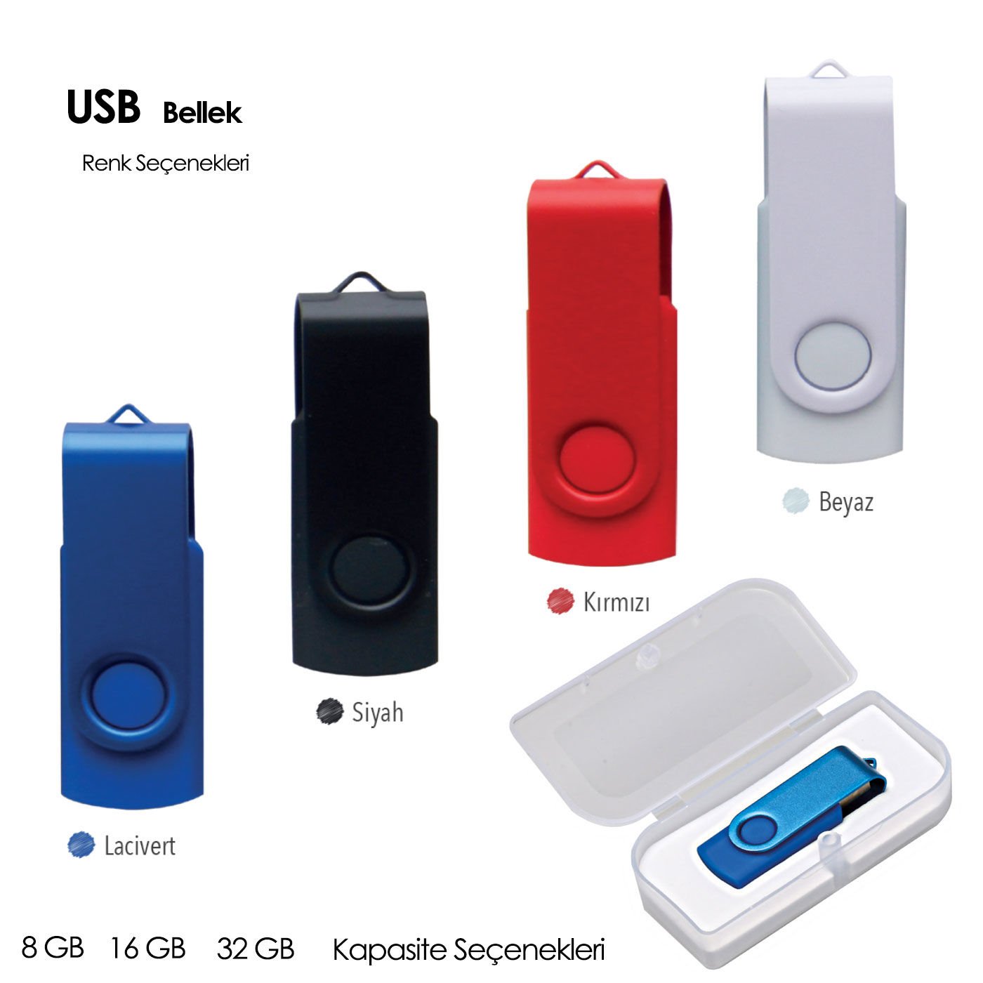 Metal Çevirmeli USB Bellek