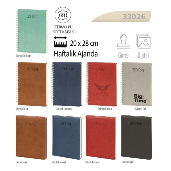 Spiralli & Dikişli Haftalık Ajanda