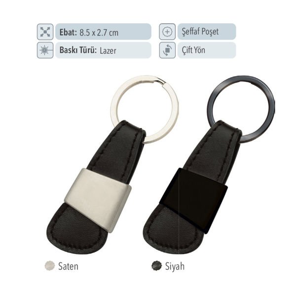 37030 - Unutulmaz Hediye Promosyon Metal Deri Anahtarlık