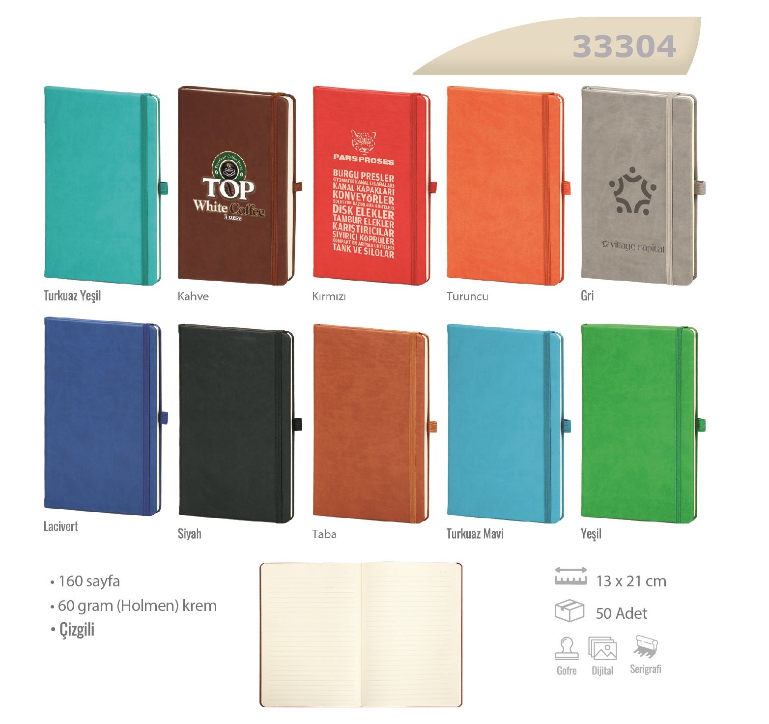Sert Kapak 13x21 Defter