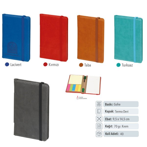 Termo Deri Yapışkan Notluklu Defter