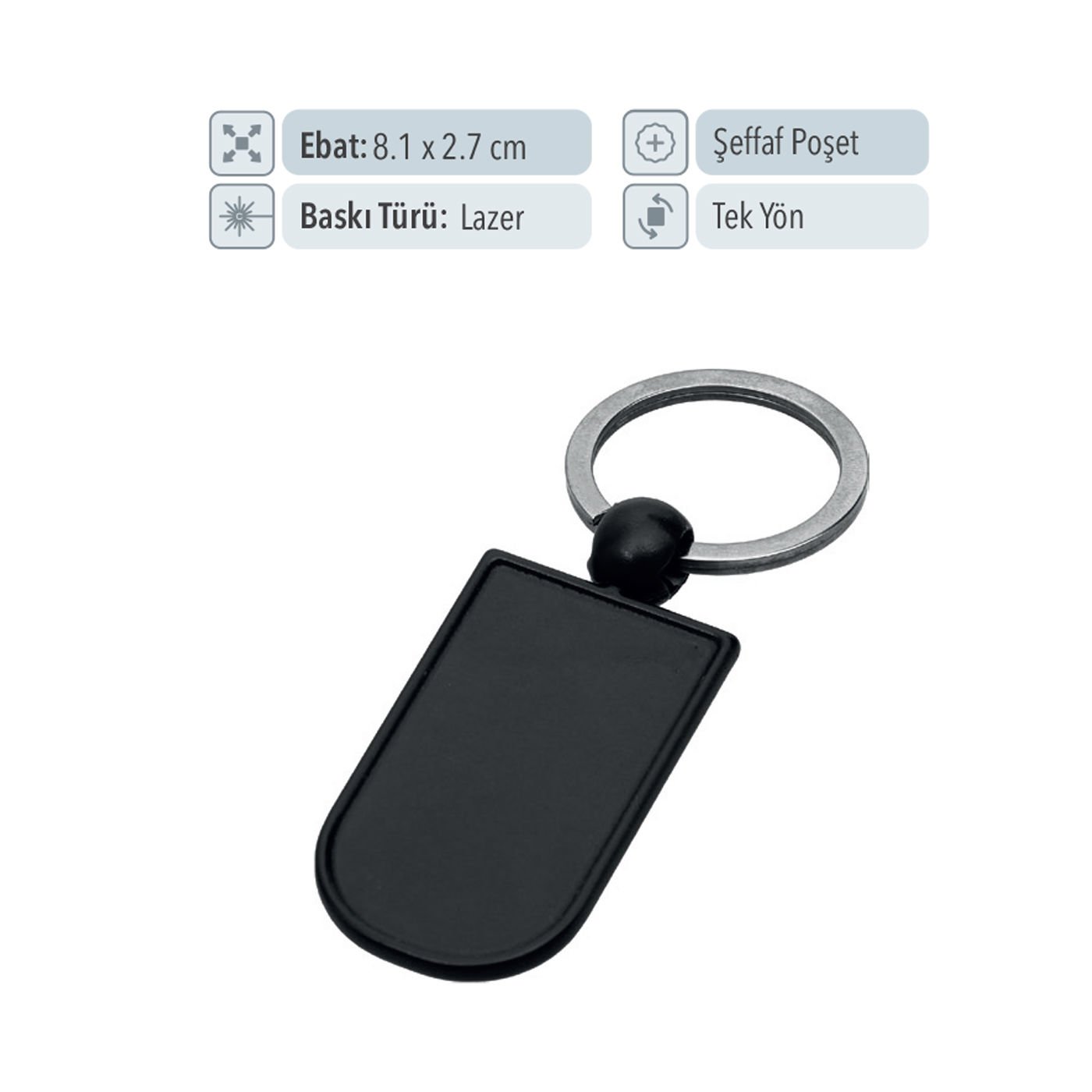 37112 - Siyah Renk Metal Anahtarlık Modeli