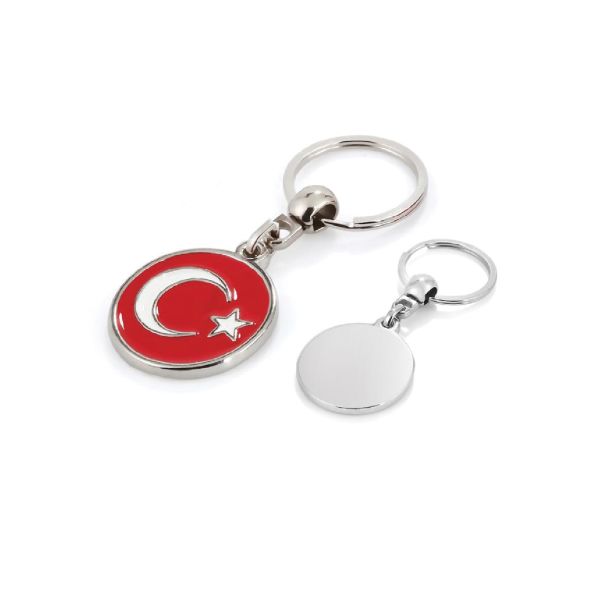 57034 - Türk Bayrak Şeklinde Metal Anahtarlık