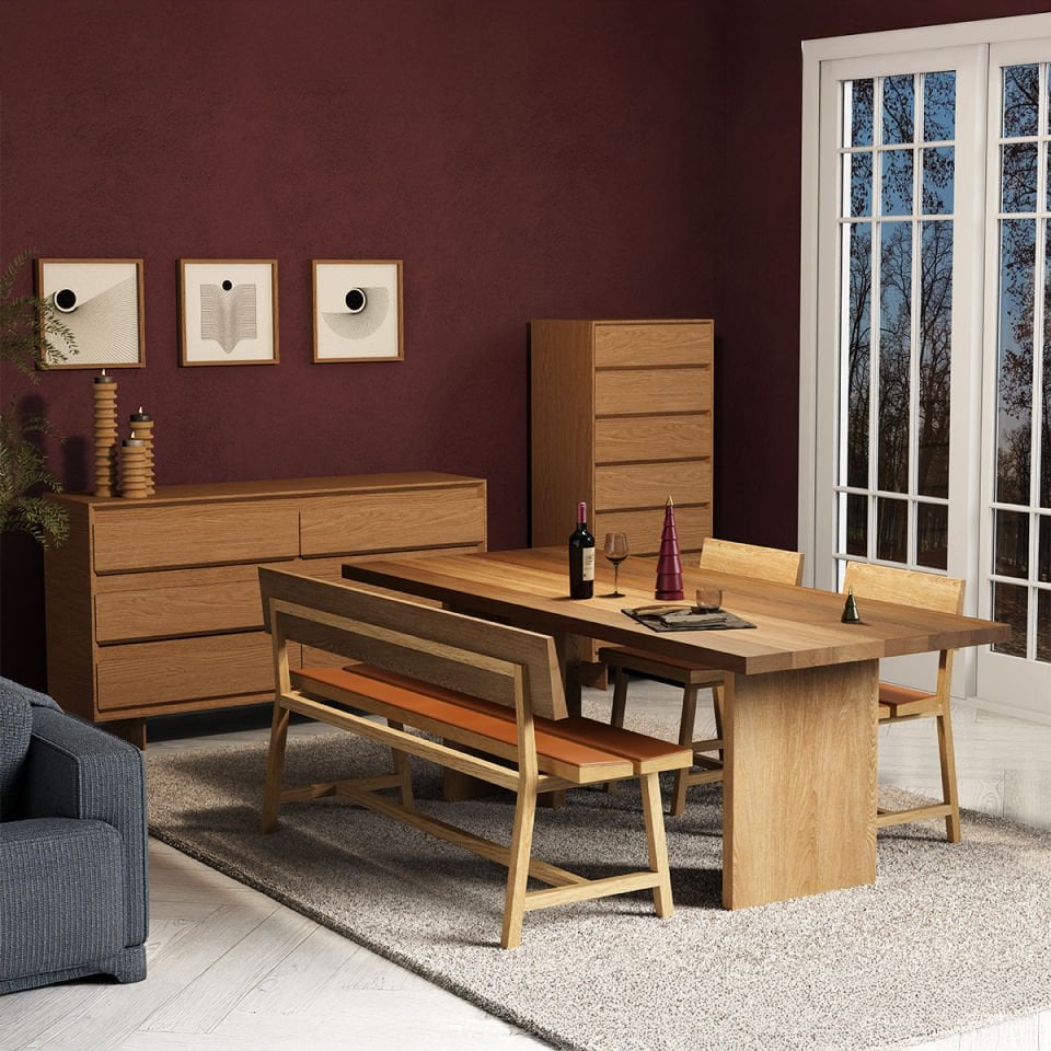 Solid Oak Table – BEAM Series Rectangular Table
