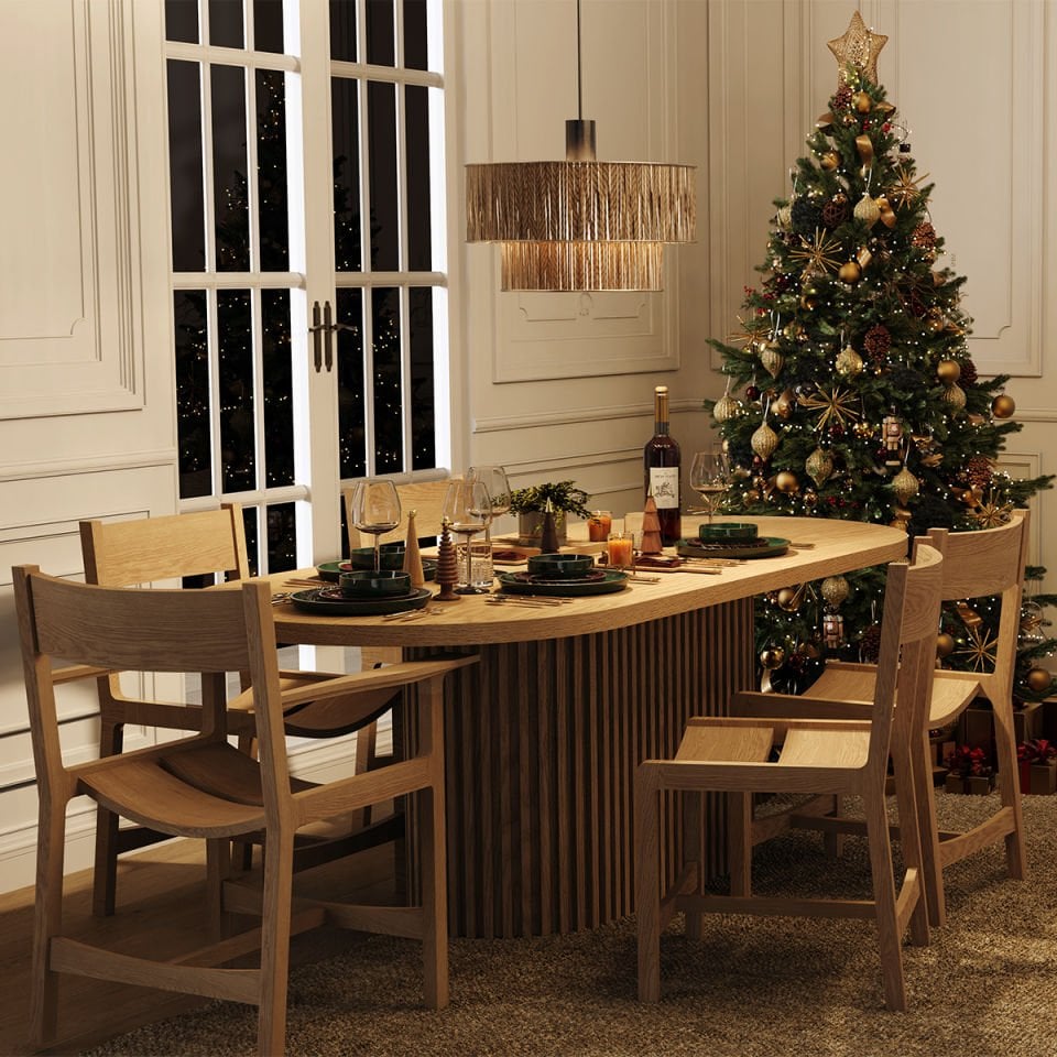 Solid Oak Table with Oval Top – DOCIA Series Raw
