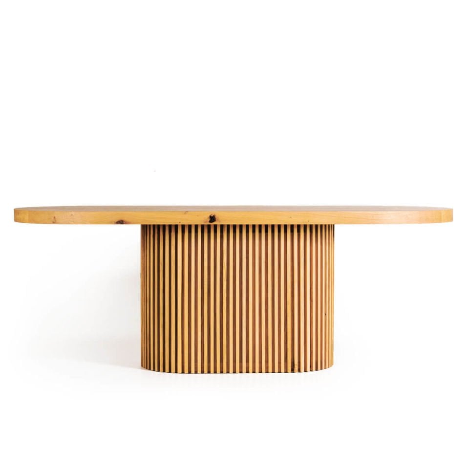 Solid Oak Table with Oval Top – DOCIA Series Honey