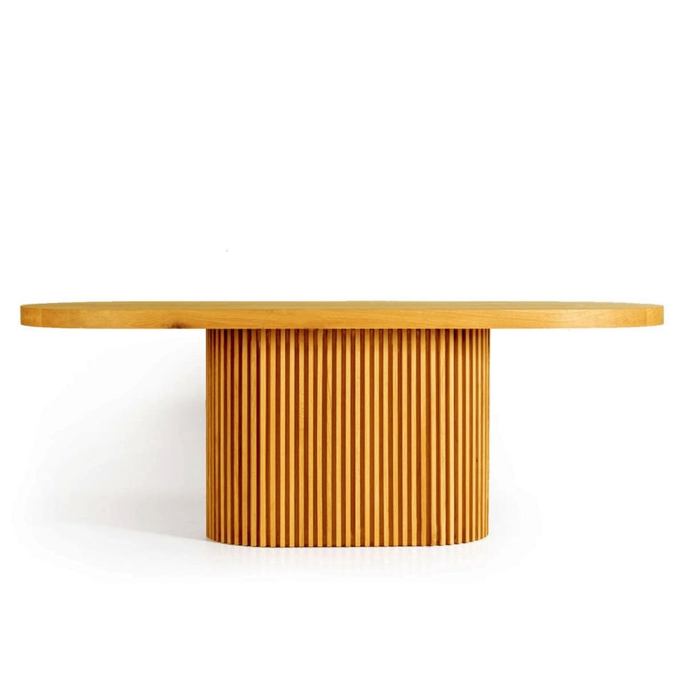 Solid Oak Table with Oval Top – DOCIA Series Honey