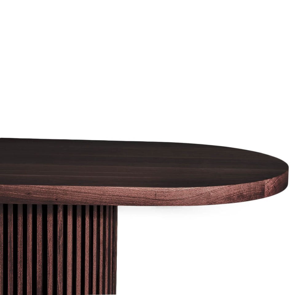 Solid Oak Table with Oval Top – DOCIA Series Dark